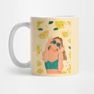 Tropical Summer Lemons Illustration Mug